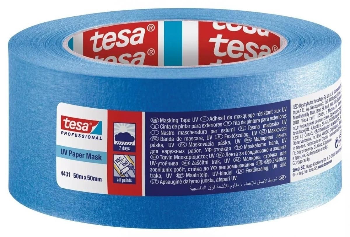 Taśma malarska niebieska wew i na zew. UV7dni 50m:50mm 04431-00000-00