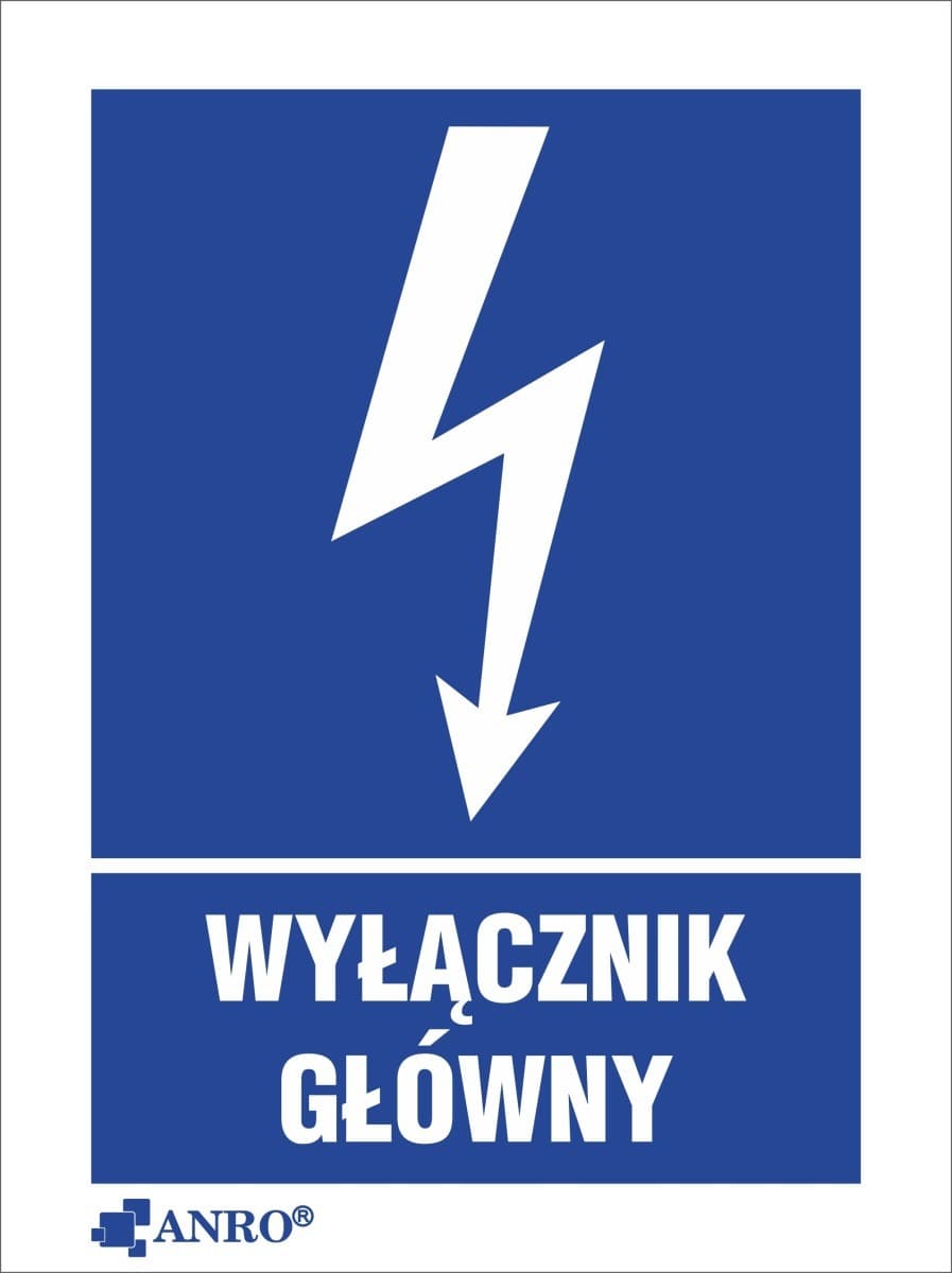 Samoprzylepna tabliczka ostrzegawcza /Wyłącznik główny 52x74/ 1EIA/Q1/F
