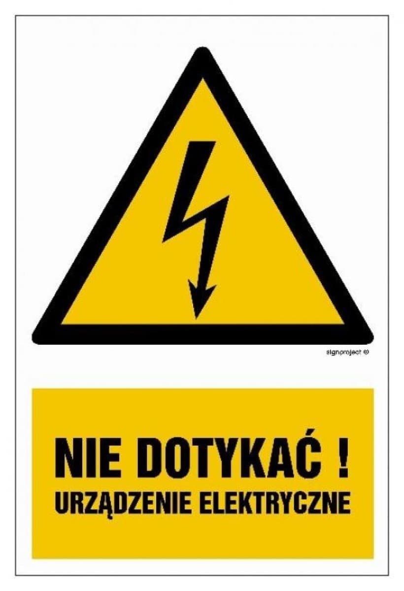 ZNAK - HA001 Nie dotykać! Urządzenie elektryczne 10 x 15 cm FN - Folia samoprzylepna